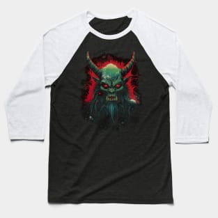 Vintage Krampus Christmas Holiday Horror Graphic Baseball T-Shirt